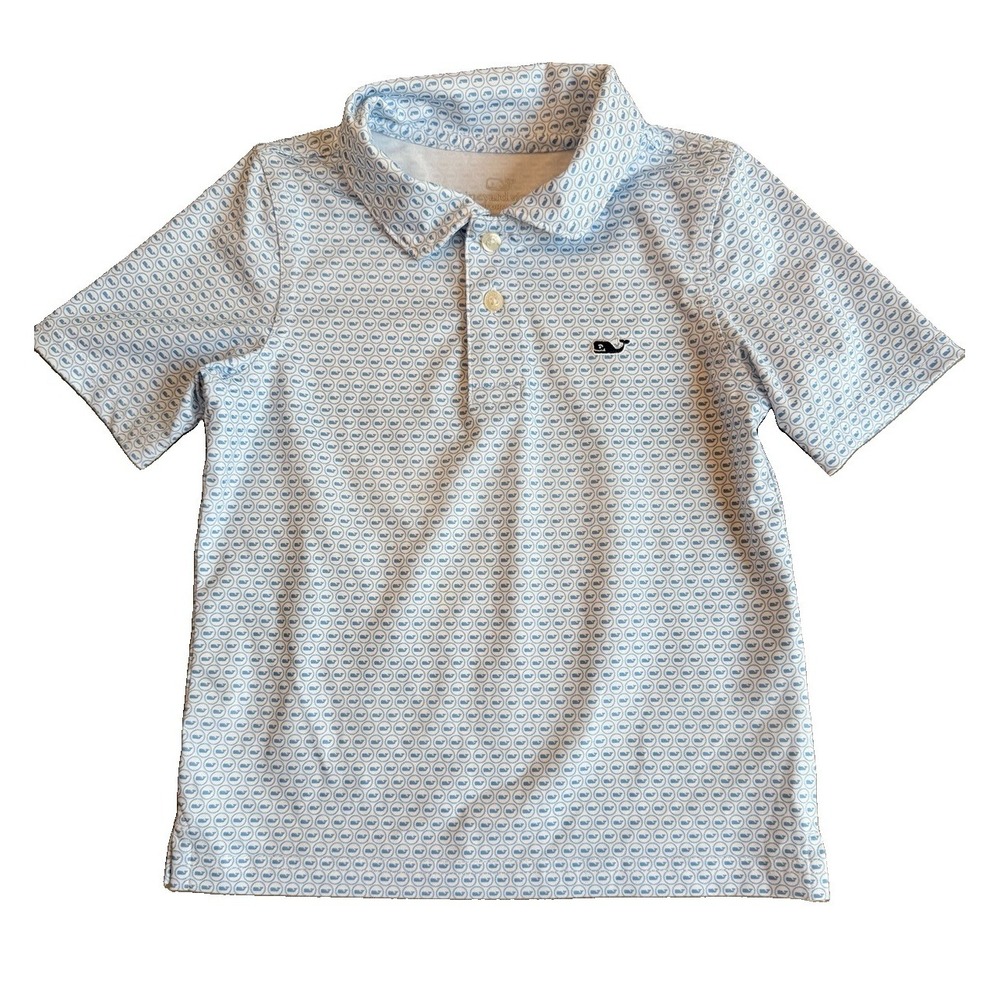 Vineyard Vines Toddler Boys Blue Whale Print Polo Shirt 3T Performance